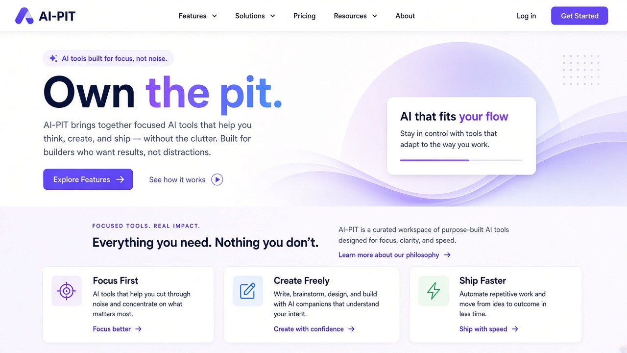 Example website concept 2 for ai-pit.com — illustrative mockup only