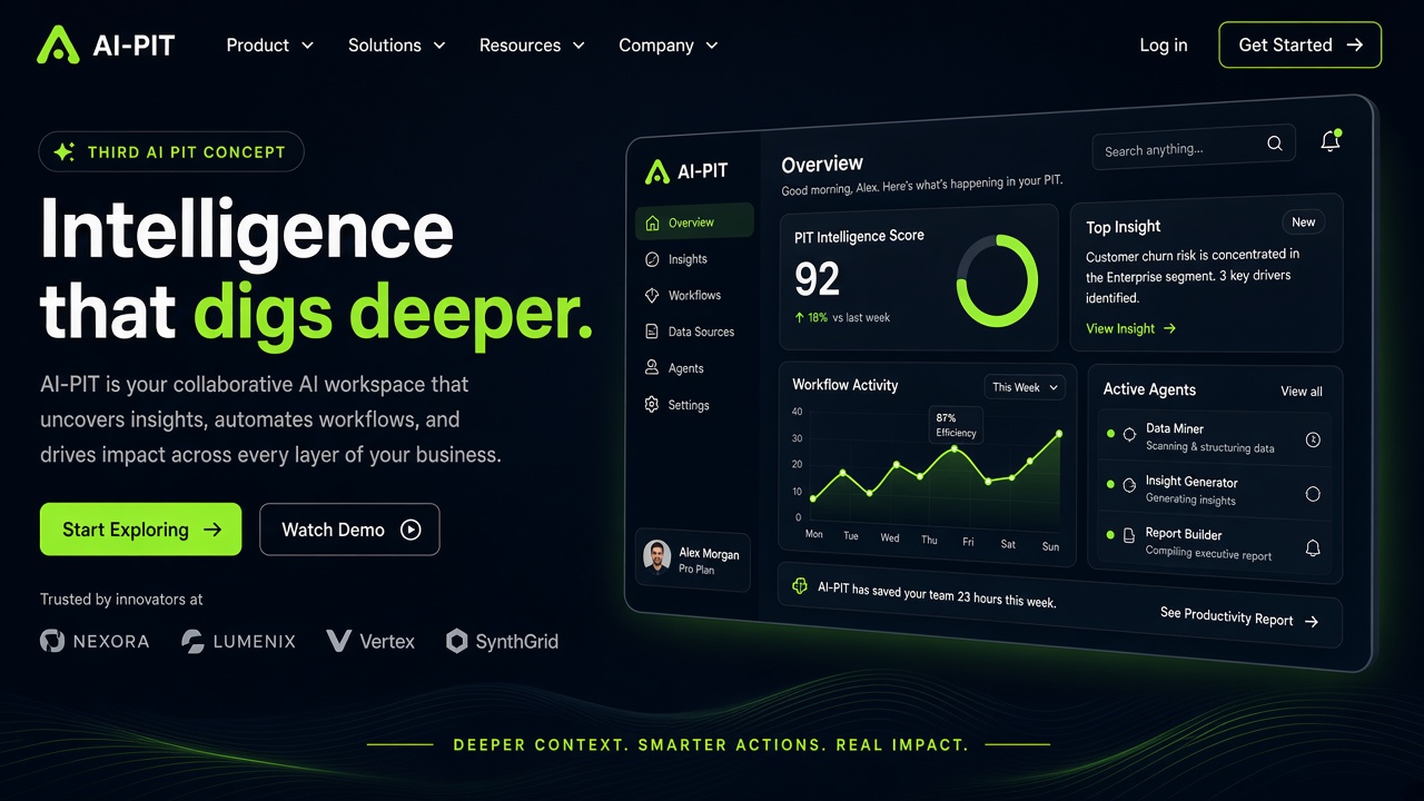 Example website concept 3 for ai-pit.com — illustrative mockup only