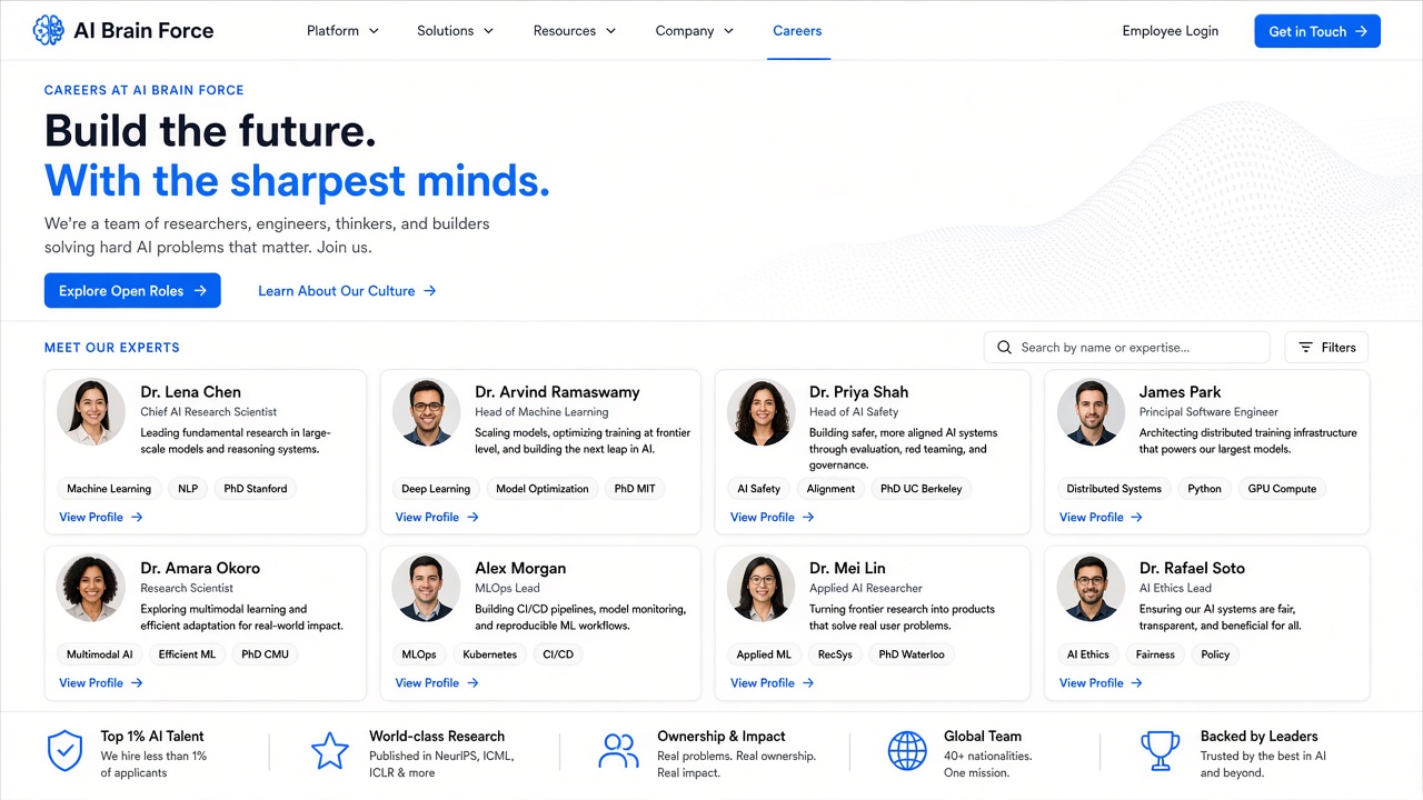 Example website concept 2 for aibrainforce.com — illustrative mockup only