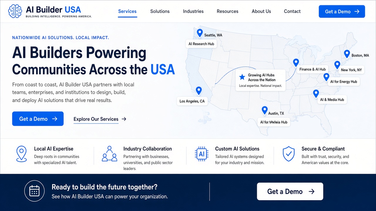 Example website concept 2 for aibuilderusa.com — illustrative mockup only