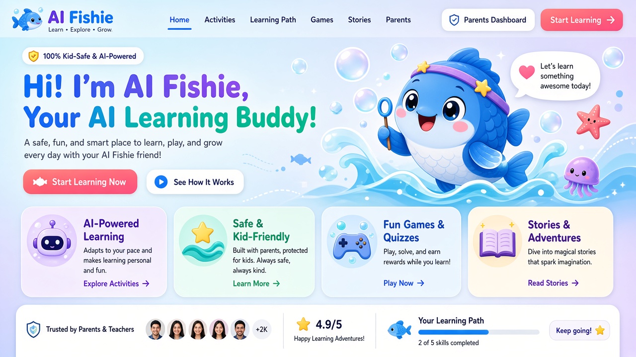 Example website concept 2 for aifishie.com — illustrative mockup only