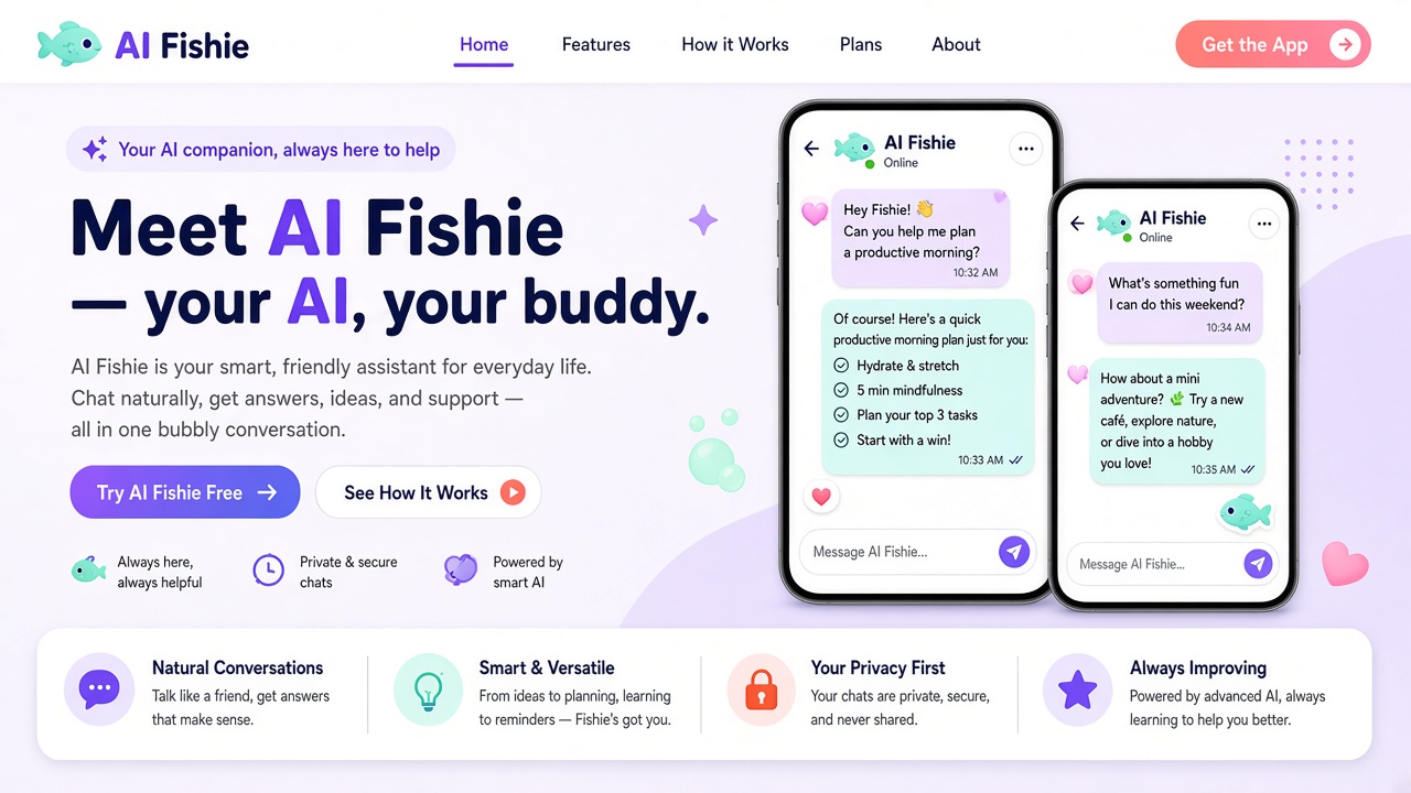 Example website concept 3 for aifishie.com — illustrative mockup only