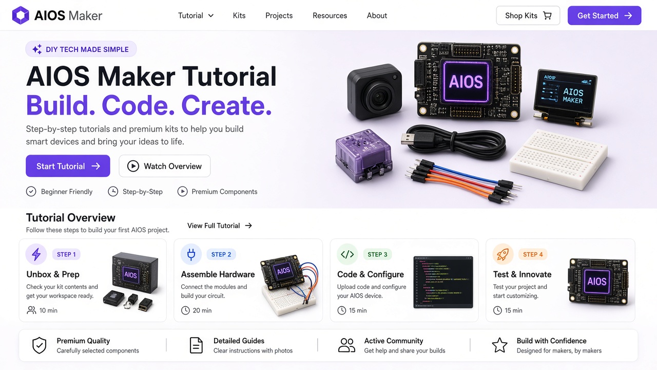 Example website concept 2 for aiosmaker.com — illustrative mockup only