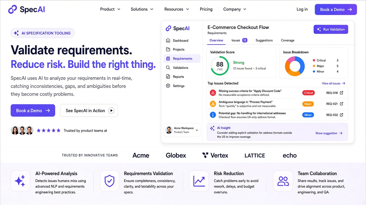 Example website concept 3 for aispecification.com — illustrative mockup only
