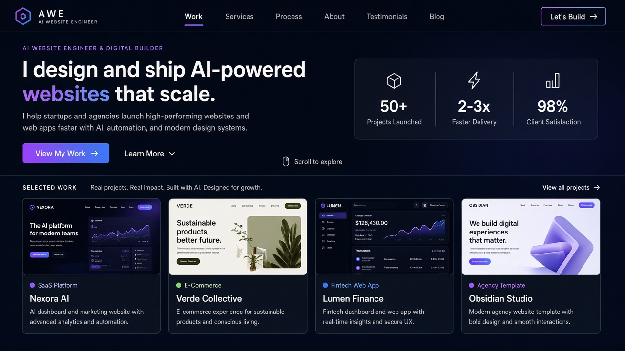 Example website concept 2 for aiwebsiteengineer.com — illustrative mockup only