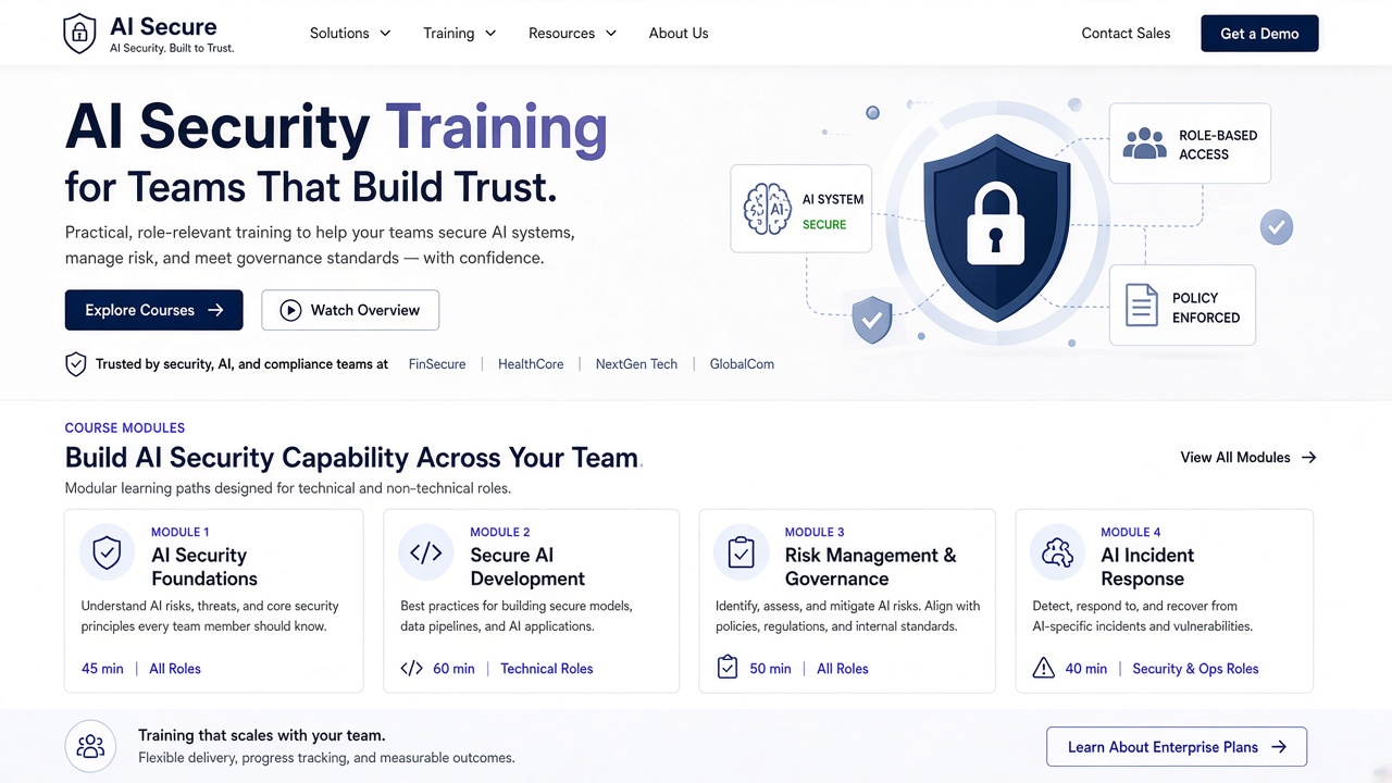Example website concept 3 for allaboutaisecurity.com — illustrative mockup only