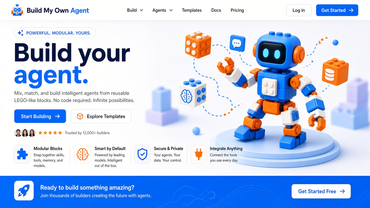 Example website concept 1 for buildmyownagent.net — illustrative mockup only
