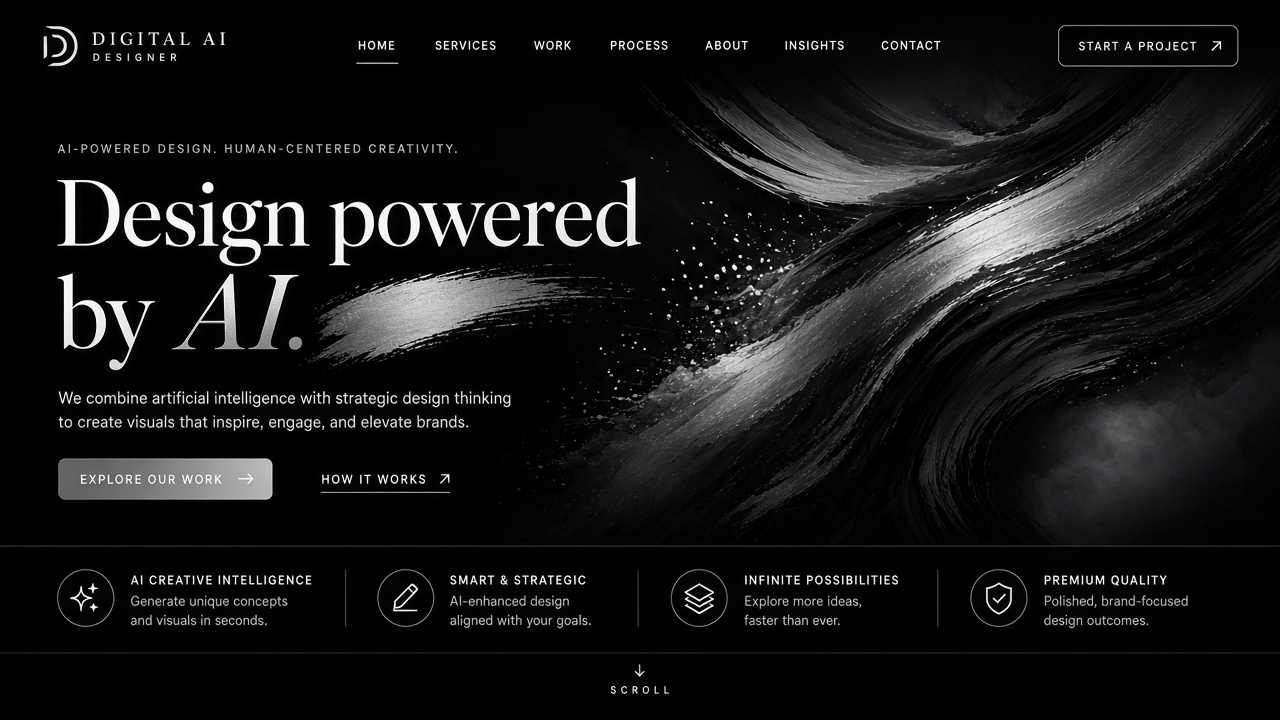 Example website concept 1 for digitalaidesigner.com — illustrative mockup only