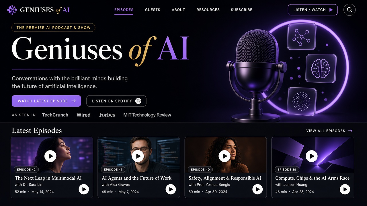 Example website concept 3 for geniusesofai.com — illustrative mockup only