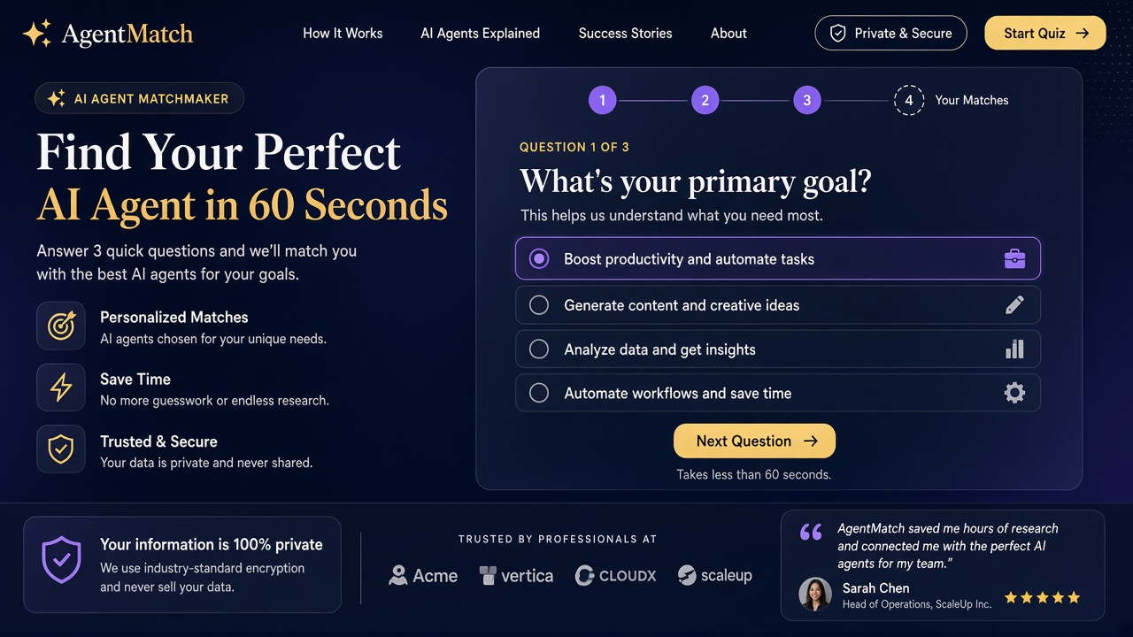 Example website concept 2 for iwantanaiagent.com — illustrative mockup only