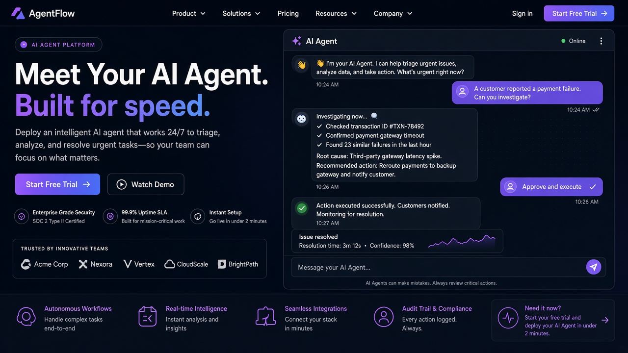 Example website concept 3 for iwantanaiagent.com — illustrative mockup only