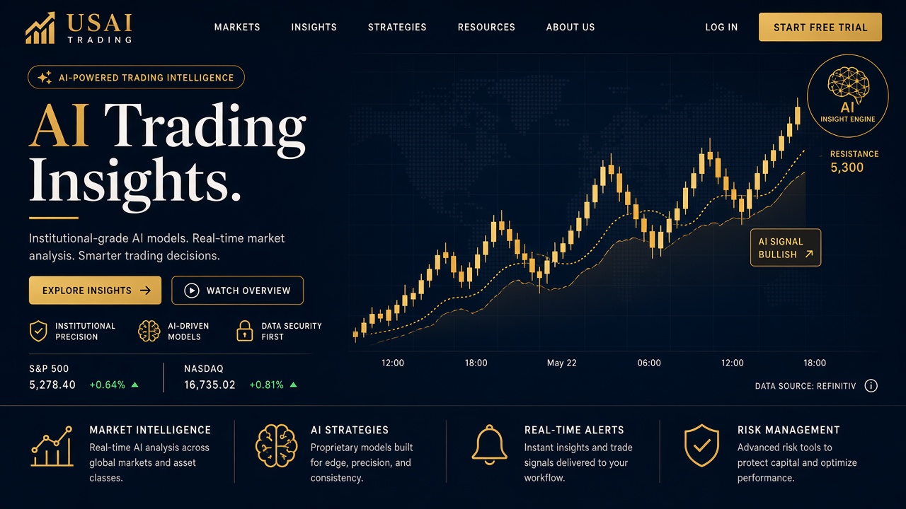 Example website concept 1 for usaitrading.com — illustrative mockup only