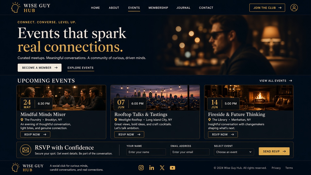 Example website concept 2 for wiseguyhub.com — illustrative mockup only